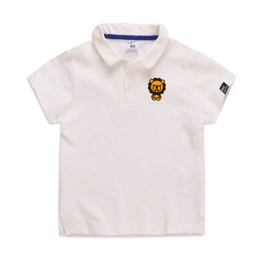 Summer Elastic Cotton Solid Color Short Sleeve Men''s And Women''s Cartoon Polo T-shirt