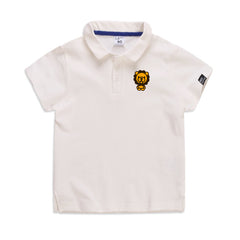 Summer Elastic Cotton Solid Color Short Sleeve Men''s And Women''s Cartoon Polo T-shirt