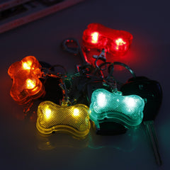 New LED Dog Bone Shape ID Tag Pet Safety Collar Pendant