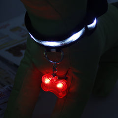 New LED Dog Bone Shape ID Tag Pet Safety Collar Pendant