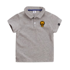 Summer Elastic Cotton Solid Color Short Sleeve Men''s And Women''s Cartoon Polo T-shirt
